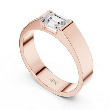 1 Carat Emerald Cut Mens Lab Grown Diamond Ring 14K/18K Hallmarked Gold - Image 2