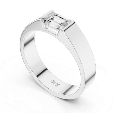 1 Carat Emerald Cut Mens Lab Grown Diamond Ring 14K/18K Hallmarked Gold - Image 3