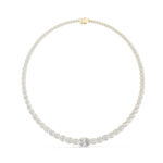 Diamond Tennis Necklace with Highlight Center Diamond - Certified Gold