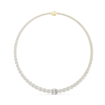 Diamond Tennis Necklace with Highlight Center Diamond - Certified Gold