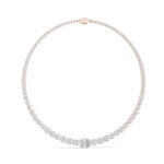 Diamond Tennis Necklace with Highlight Center Diamond - Certified Gold - Image 2