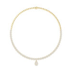 Round Diamond Necklace with Drop Pendant | Hallmarked Gold