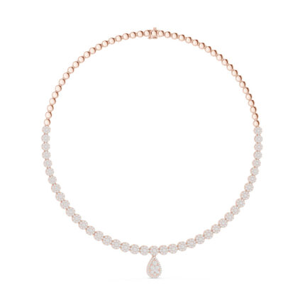 Round Lab Diamond Necklace with Drop Pendant | Hallmarked Gold 14K/18K - Image 2