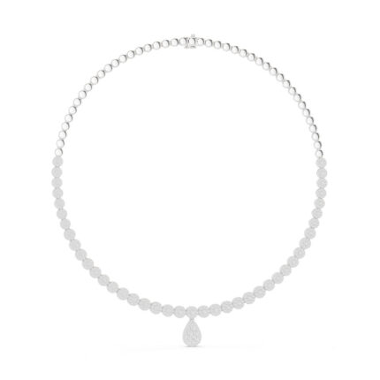 Round Lab Diamond Necklace with Drop Pendant | Hallmarked Gold 14K/18K - Image 3