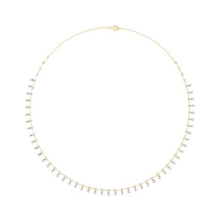 Round–Pear Diamond Necklace in Hallmarked Gold | Certified