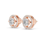 1Ct Halo Diamond Studs Earrings | Hallmarked Gold - Image 3