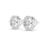 1Ct Halo Diamond Studs Earrings | Hallmarked Gold - Image 2