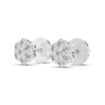 Flower Design Diamond Studs Earrings With Hallmarked Gold - Image 2