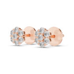 Flower Design Diamond Studs Earrings With Hallmarked Gold - Image 3
