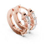 Premium Baguette Diamond Hoops with Secure Lock in 14K & 18K Gold - Image 2