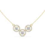 Trilogy Round Cut Diamond Necklace for Women in Certified Gold